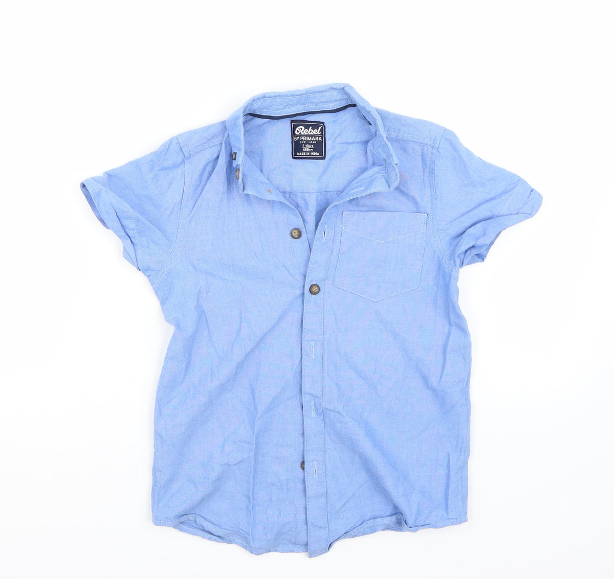 Rebel Boys Blue  Rayon Basic Button-Up Size 7-8 Years