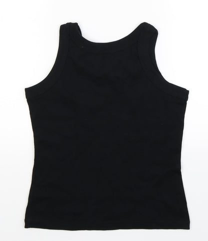 Back view of Bay women’s black basic tank, size UK 16
