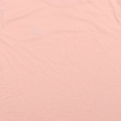 Brand and care label for Dash women’s pink basic t-shirt, size M