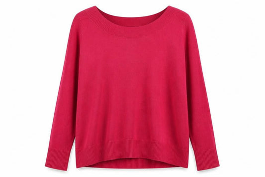 Front view of Bonmarché women’s pink jumper, size UK 22