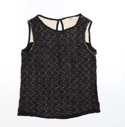 Additional front view of Oasis women’s black floral basic t-shirt, size S