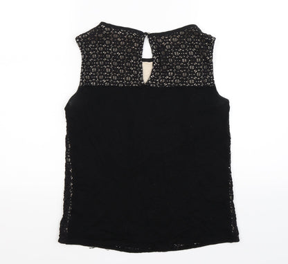 Back view of Oasis women’s black floral basic t-shirt, size S