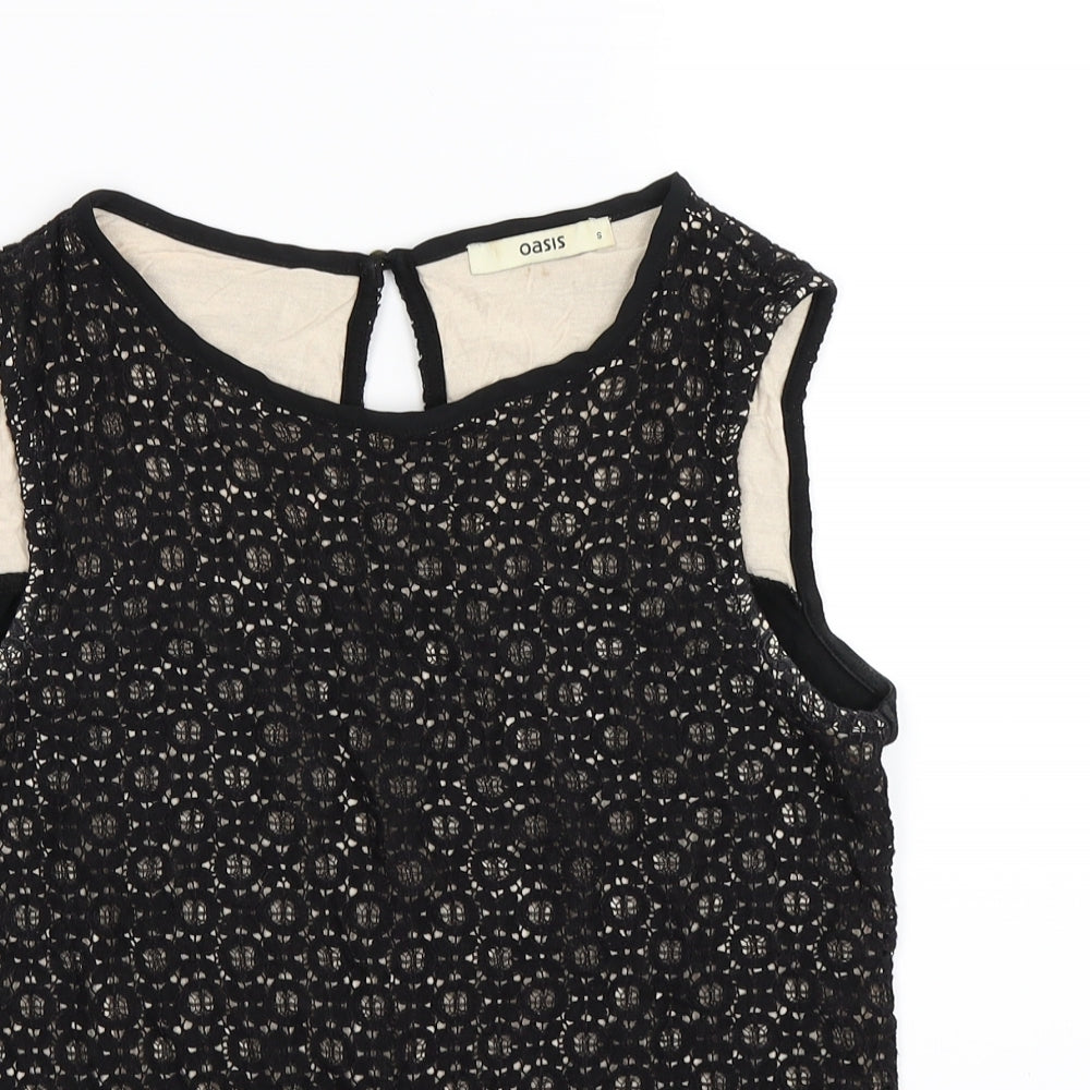 Oasis Womens Black Floral  Basic T-Shirt Size S