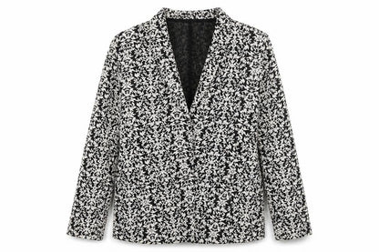 Front view of Next women’s black floral jacket, size UK 16