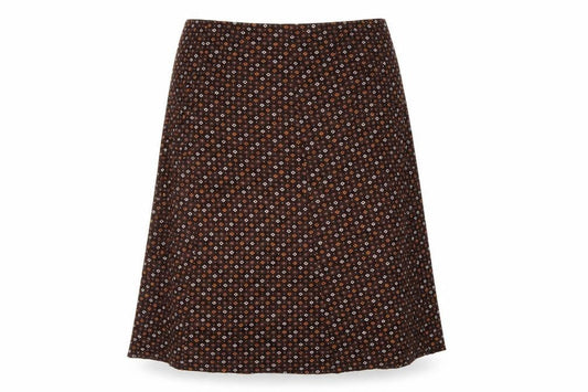Front view of Preworn women’s brown geometric a-line skirt