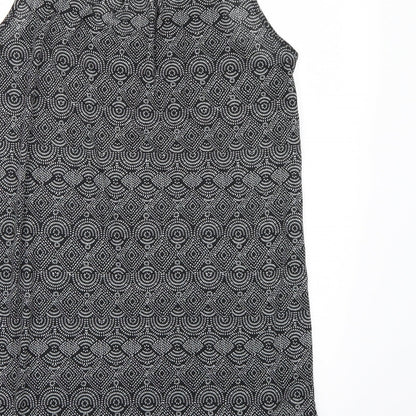 Brand and care label for H&M women’s black geometric camisole tank, size S