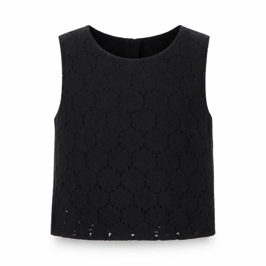 Marks & Spencer Girls Black Floral  Cropped Tank Size 12-13 Years