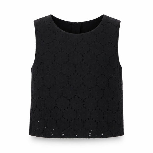 Marks & Spencer Girls Black Floral  Cropped Tank Size 12-13 Years