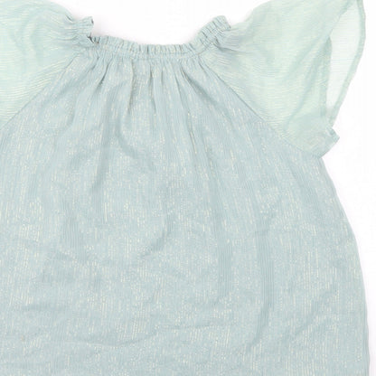 Brand and care label for Next girls’ green basic blouse, size 9, years