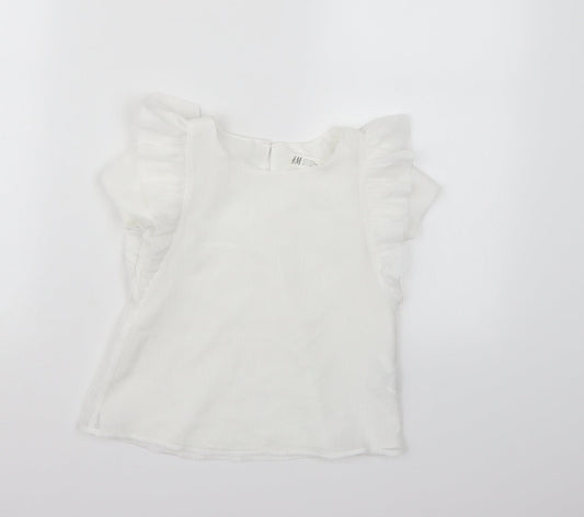 H&M Girls White   Basic Blouse Size 6 Years