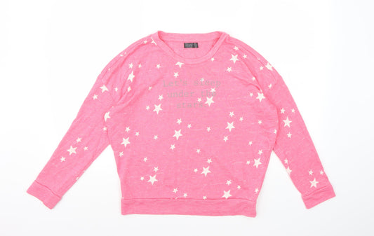 F&F Womens Pink  Knit Top Pyjama Top Size 8
