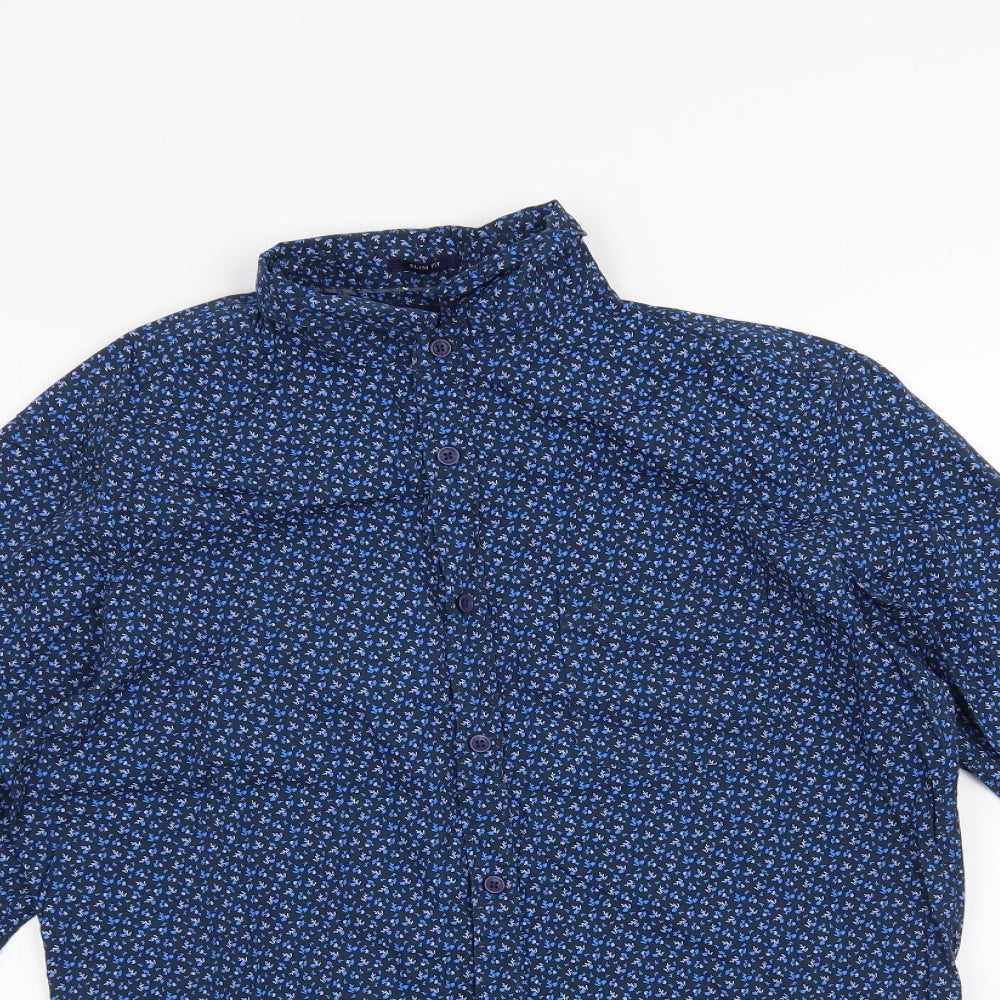 John Miller Mens Blue Floral   Button-Up Size S