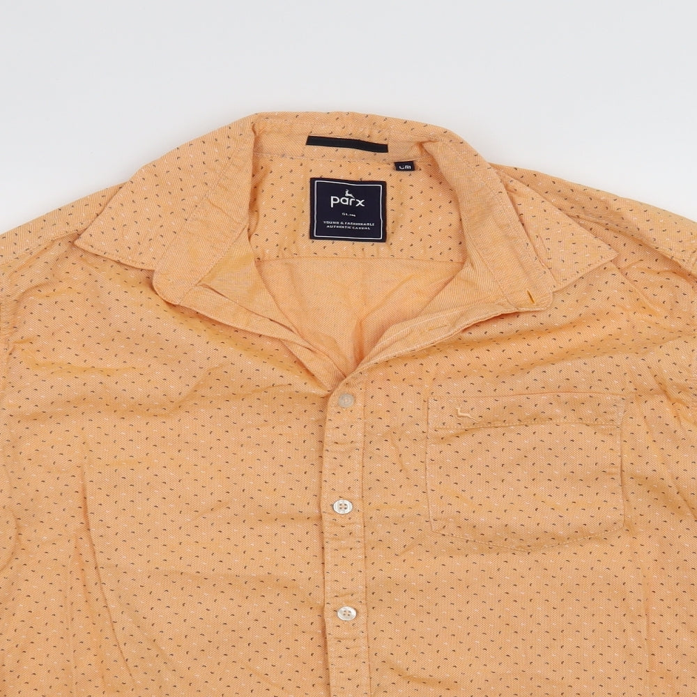 Parx Denim Mens Orange    Button-Up Size S