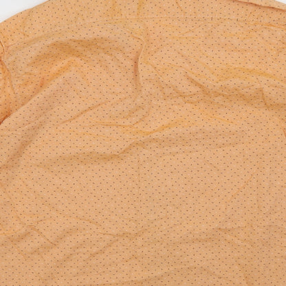 Brand and care label for Parx Denim men’s orange button-up, size S