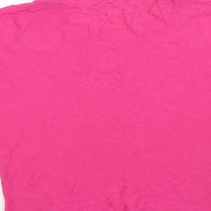 Brand and care label for Monsoon women’s pink basic t-shirt, size M
