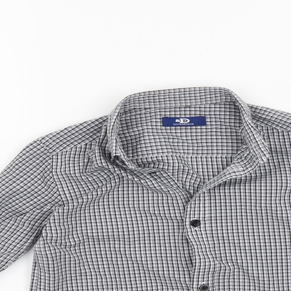 Duck & Dodge Boys Grey Check  Basic Button-Up Size 5 Years