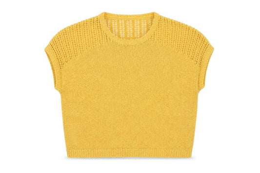 Front view of Peacocks women’s yellow jumper, size M