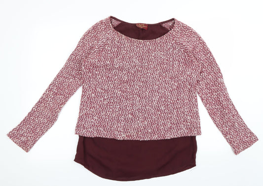 NEXT Womens Purple Houndstooth  Pullover Jumper Size 12
