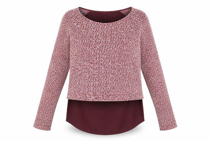 Front view of Next women’s purple houndstooth jumper, size UK 12