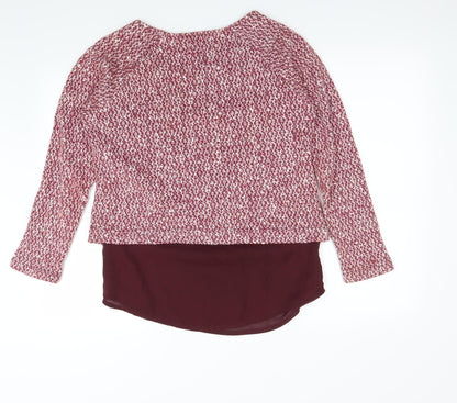Back view of Next women’s purple houndstooth jumper, size UK 12