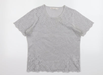 Additional front view of EWM women’s silver basic t-shirt, size M
