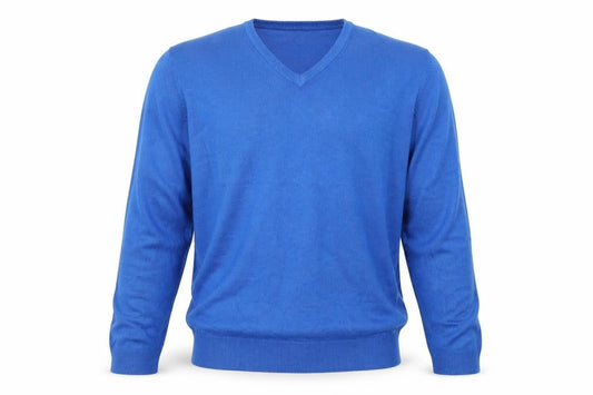 Front view of Marks & Spencer men’s blue henley sweatshirt, size S