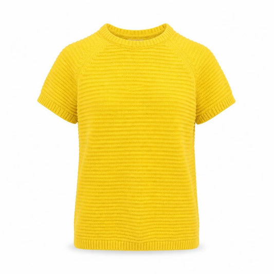 Front view of Papaya women’s yellow jumper, size UK 12