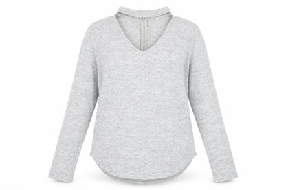 Front view of Quiz women’s grey jumper, size UK 12