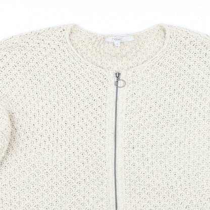 Close-up detail of Next women’s beige cardigan jumper, size M
