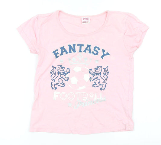 Vintage Angels Girls Pink   Basic T-Shirt Size 9 Years