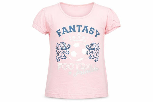 Front view of Vintage Angels girls’ pink basic t-shirt, size 9, years