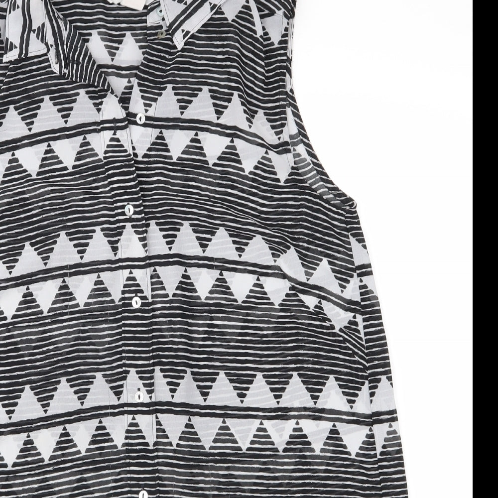 H&M Womens Black Geometric  Basic Blouse Size 36  - See Through