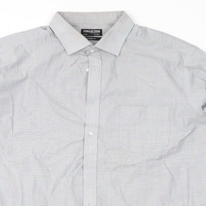Close-up detail of Debenhams men’s grey button-up, size 48