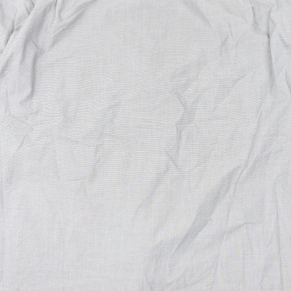 Brand and care label for Debenhams men’s grey button-up, size 48