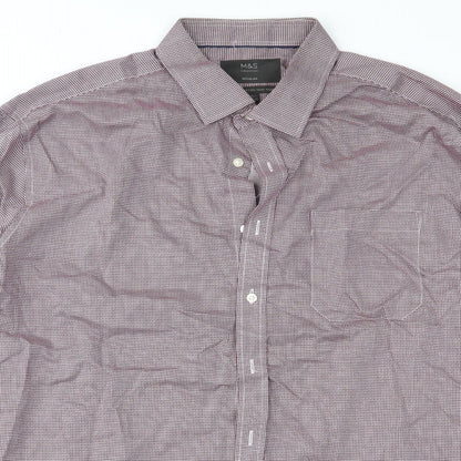 Close-up detail of Marks & Spencer men’s red button-up, size 44