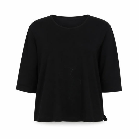 Front view of Rachel Zoe women’s black basic t-shirt, size S