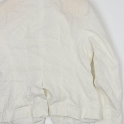 Brand and care label for F&F women’s white jacket suit jacket, size UK 14