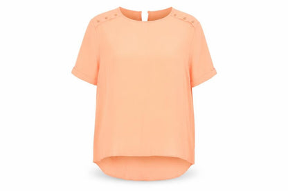 Front view of Atmosphere women’s orange basic blouse, size UK 12