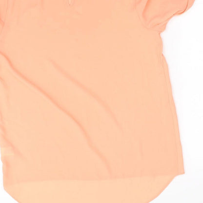 Brand and care label for Atmosphere women’s orange basic blouse, size UK 12