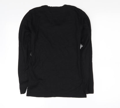Back view of Avenue girls’ black basic t-shirt, size 12-13, years