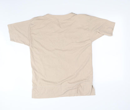 Back view of easadelle women’s beige basic t-shirt, size L