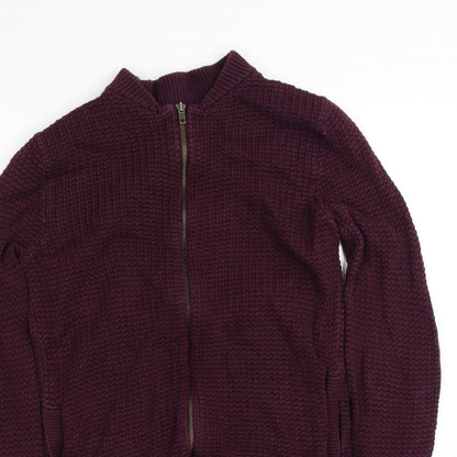 Close-up detail of Topman women’s purple full zip jumper, size XS
