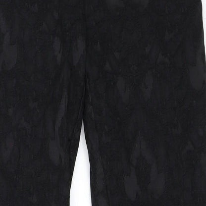 Close-up detail of H&M women’s black trousers, size UK 40, 27-inch leg