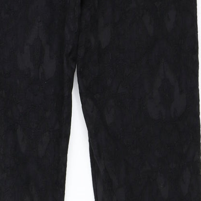 Brand and care label for H&M women’s black trousers, size UK 40, 27-inch leg