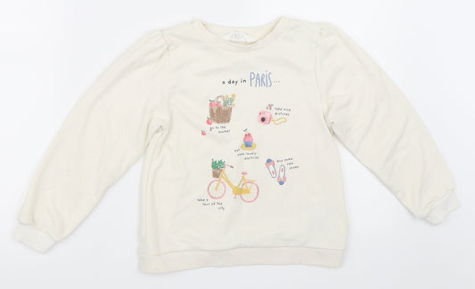 H&M Girls Ivory   Pullover Sweatshirt Size 4-5 Years