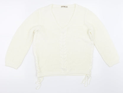 Front view of Tu women’s ivory jumper, size UK 12