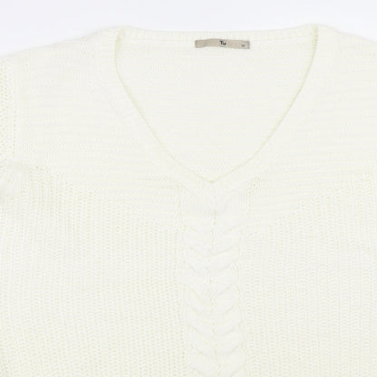 Close-up detail of Tu women’s ivory jumper, size UK 12