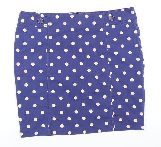 Topshop Womens Blue Polka Dot  Mini Skirt Size 12