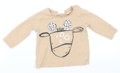 Additional front view of Next girls’ beige basic t-shirt, size 3-6, months