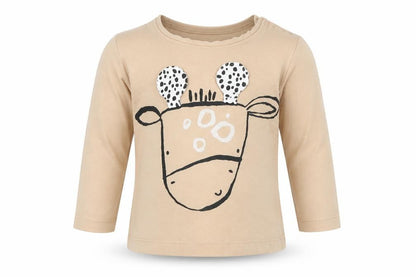 Front view of Next girls’ beige basic t-shirt, size 3-6, months
